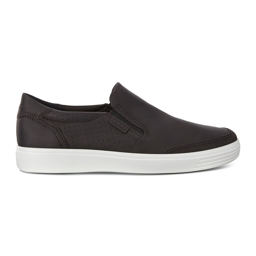 ECCO Mens Slip On Black - Soft 7 Sneakerss - XRA-297408